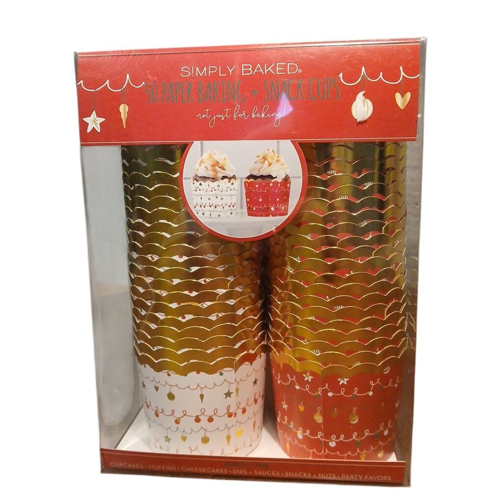 Simply Baked Christmas Cupcake Snack Dip Nuts Party Favor Sauces Candy Cups 50ct